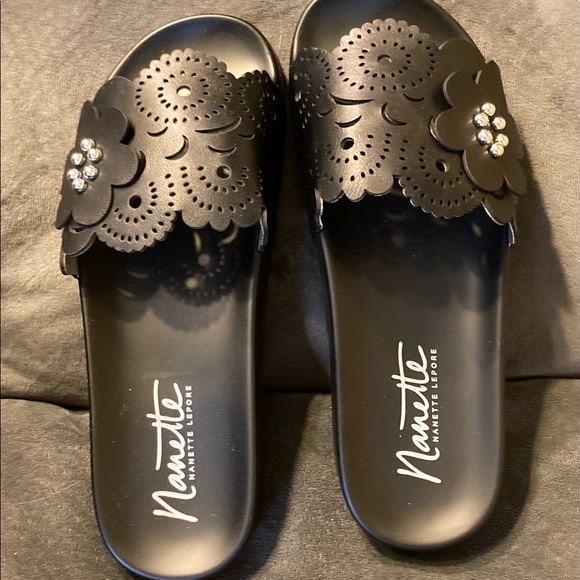 Nanette Lepore Black Maria sandals size 7.5 new with box - Picture 1 of 3